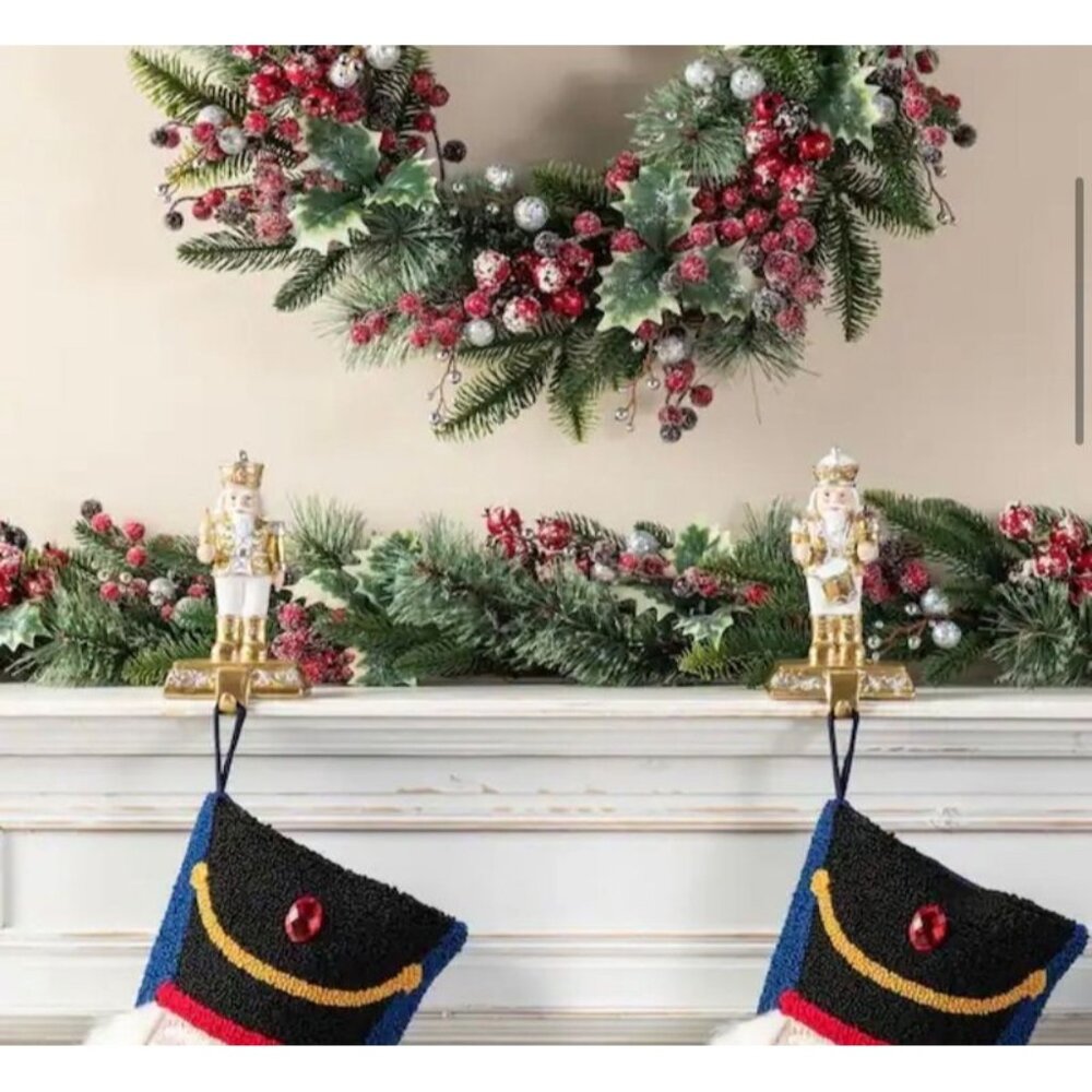 Nutcracker Christmas Stocking Holders, Set of 2 Gold and White - Picture 2 of 5